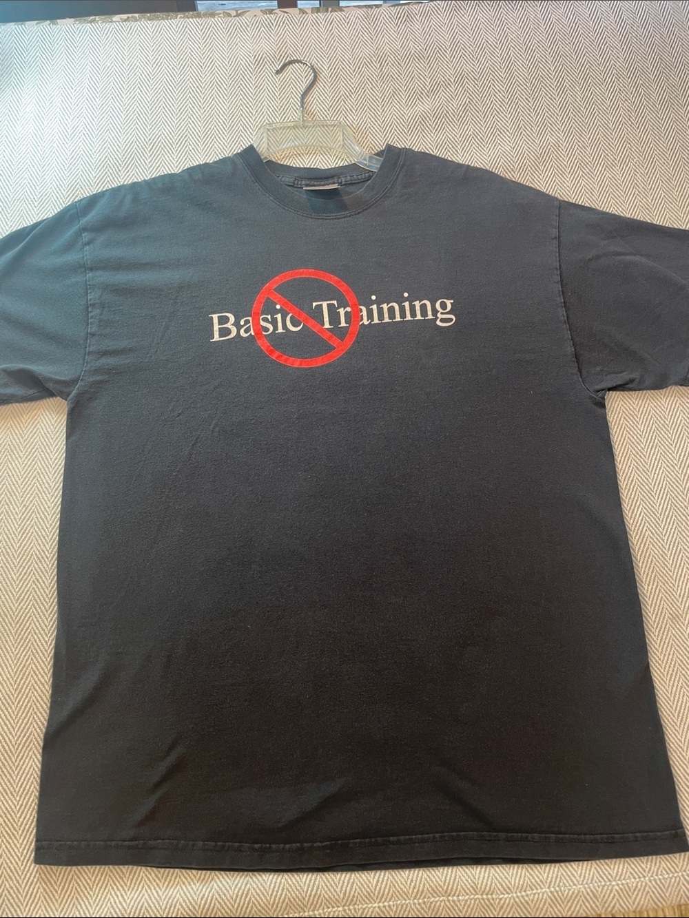 Vintage Computer T Shirt Black Tee with Red No-Symbol "Basic Training" Graphic
